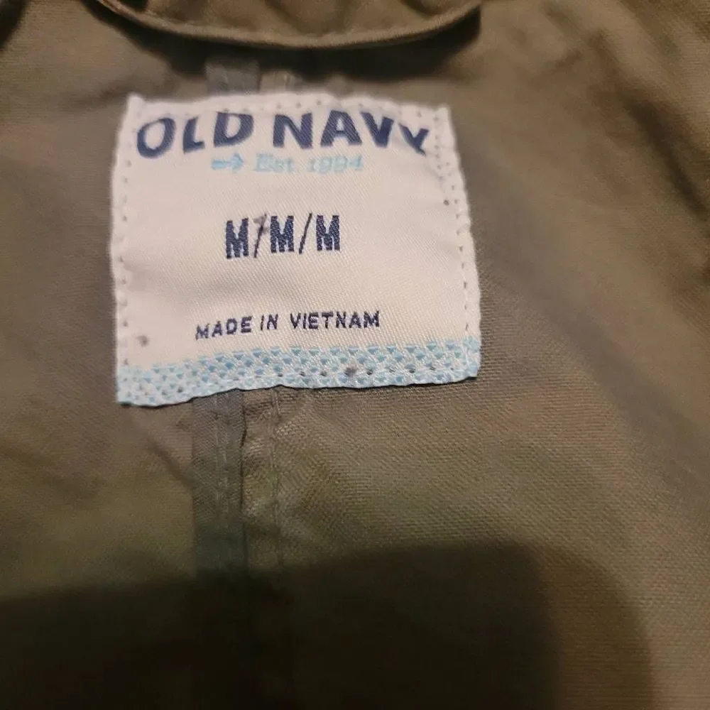 Old Navy Army Jacket with Pockets, Drawstring and Zipper - Picture 6 of 7